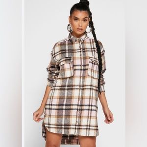 Misguided Oversized Women’s Checkered Shirt Dress NWOT- Size 4